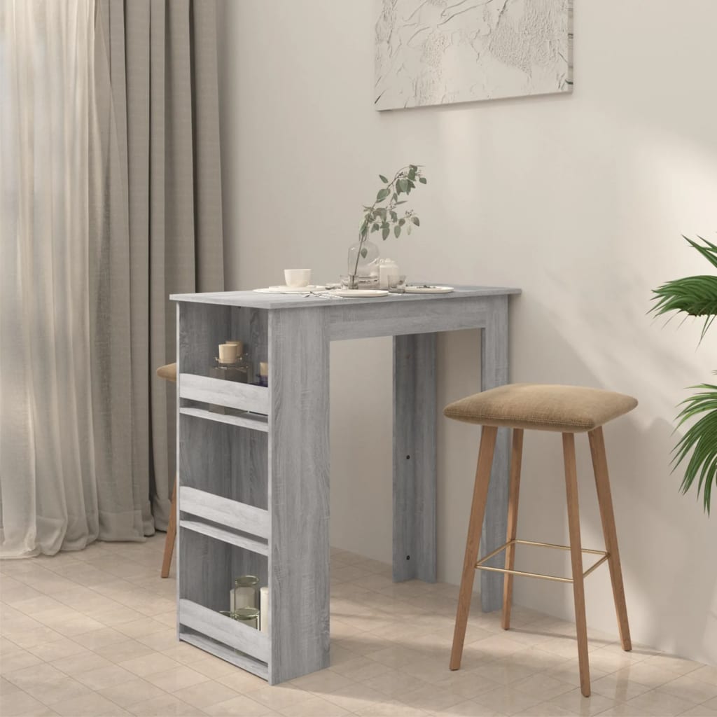 vidaXL Bar Table with Storage Rack Grey Sonoma 102x50x103.5cm Engineered Wood 3