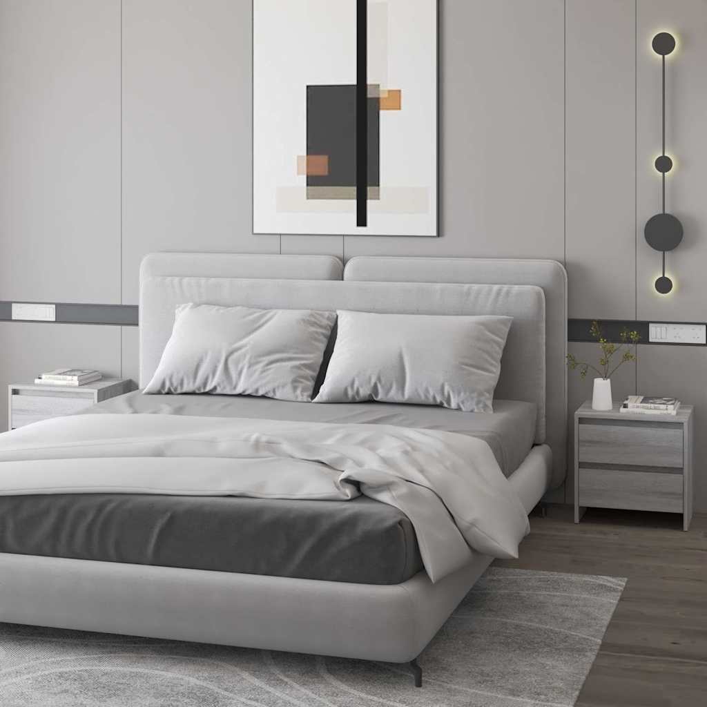 vidaXL Bedside Cabinet | Set of 2 | Grey sonoma | Engineered wood 1