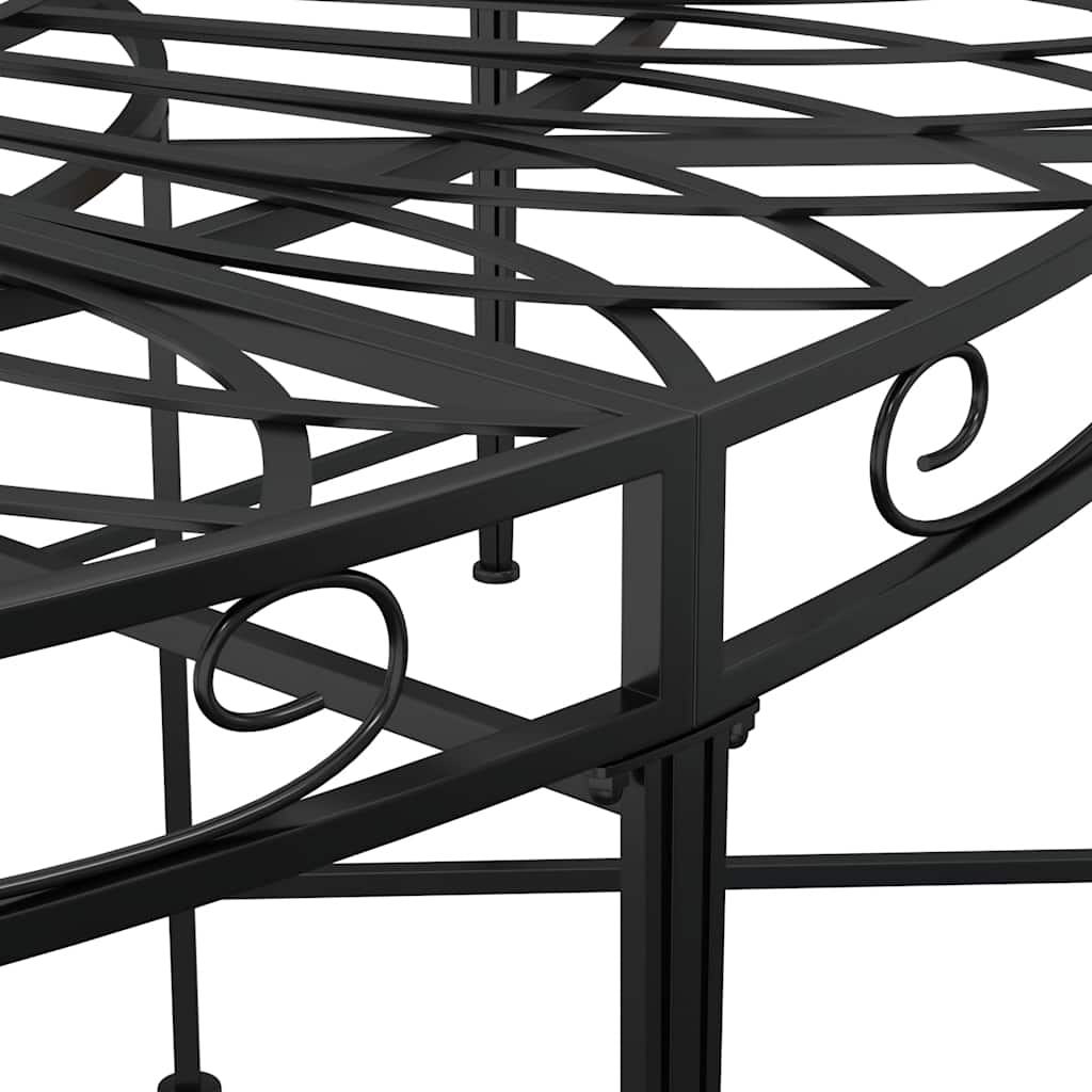 vidaXL Round Tree Bench Ø160 cm Black Steel 5