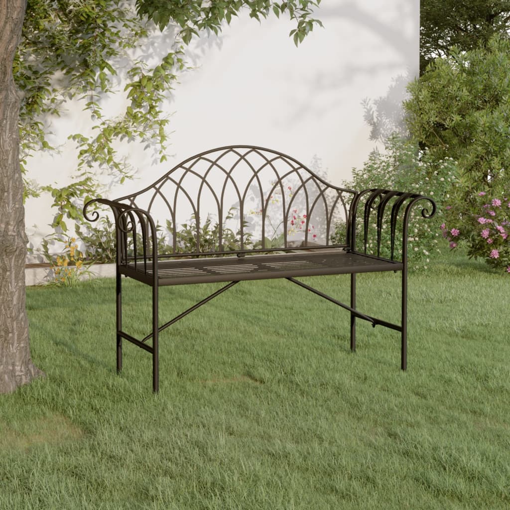 vidaXL 2-Seater Garden Bench 128 cm Black Steel 1