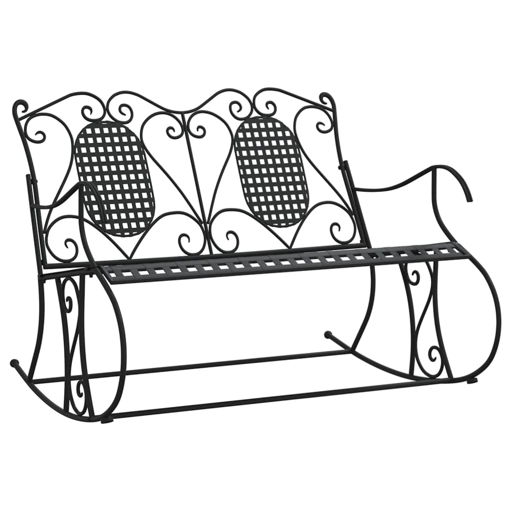 vidaXL 2-Seater Rocking Bench 113 cm Black Steel 2