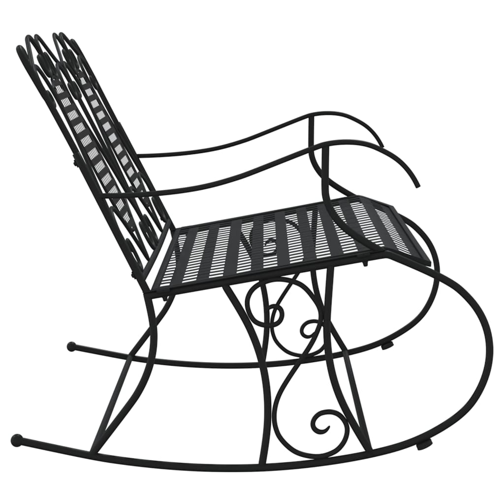 vidaXL 2-Seater Rocking Bench 113 cm Black Steel 4