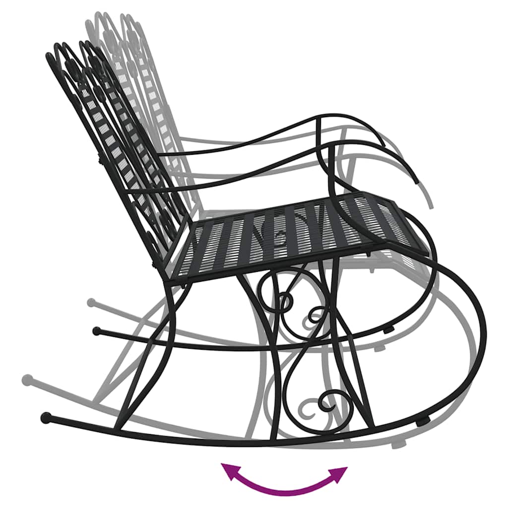 vidaXL 2-Seater Rocking Bench 113 cm Black Steel 6