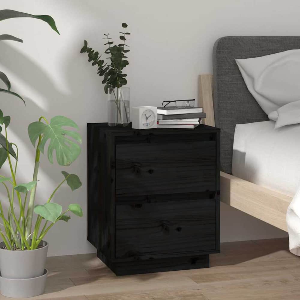 Bedside Cabinets 40x35x50 cm Solid Wood Pine Black