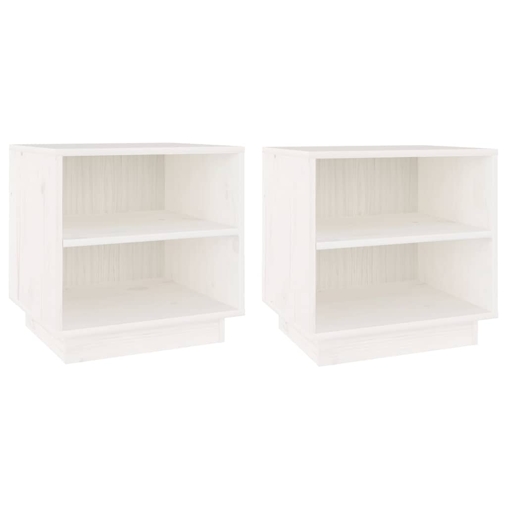 vidaXL Bedside Cabinet | Set of 2 | White | Solid pinewood | Medium 2