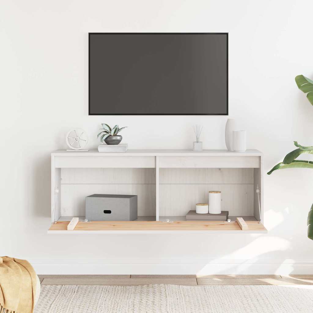 vidaXL Wall Cabinet White 100x30x35 cm Solid Wood Pine 3