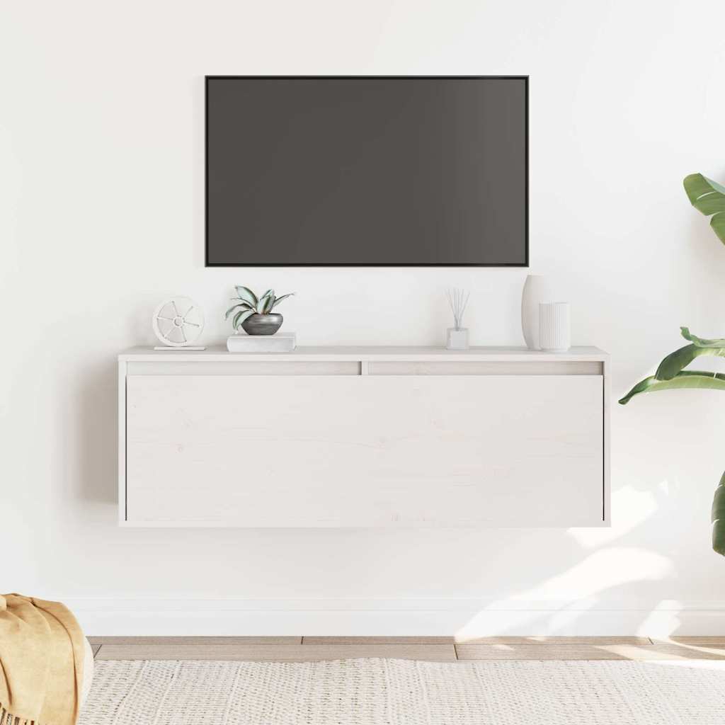Wall Cabinet Solid Wood Pine in White