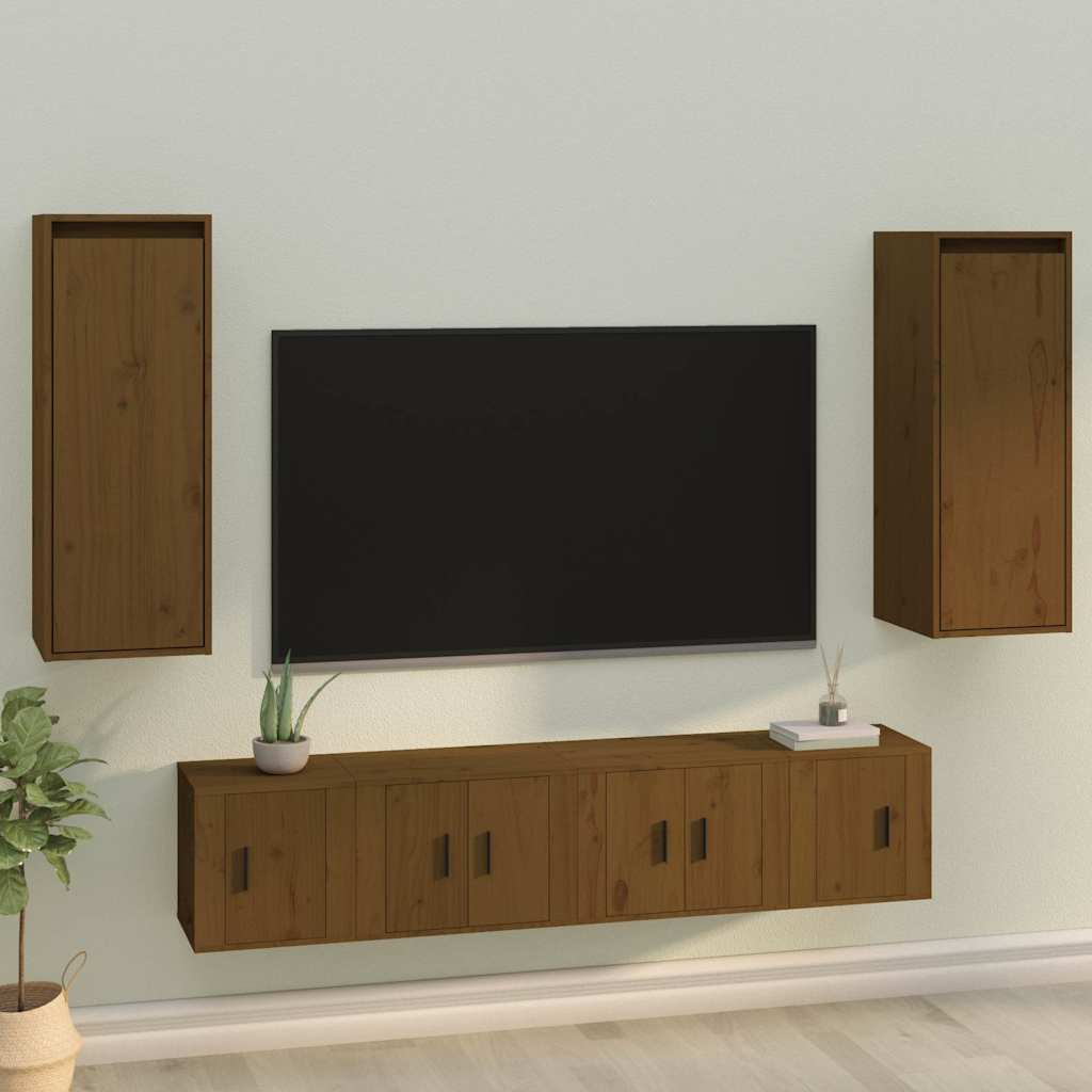vidaXL Wall Cabinet | Set of 2 | Honey brown | Solid pine wood | Medium 1