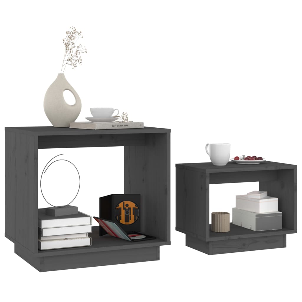 vidaXL Coffee Table | Grey | Solid pinewood | Small | Stackable | Coffee Table 3