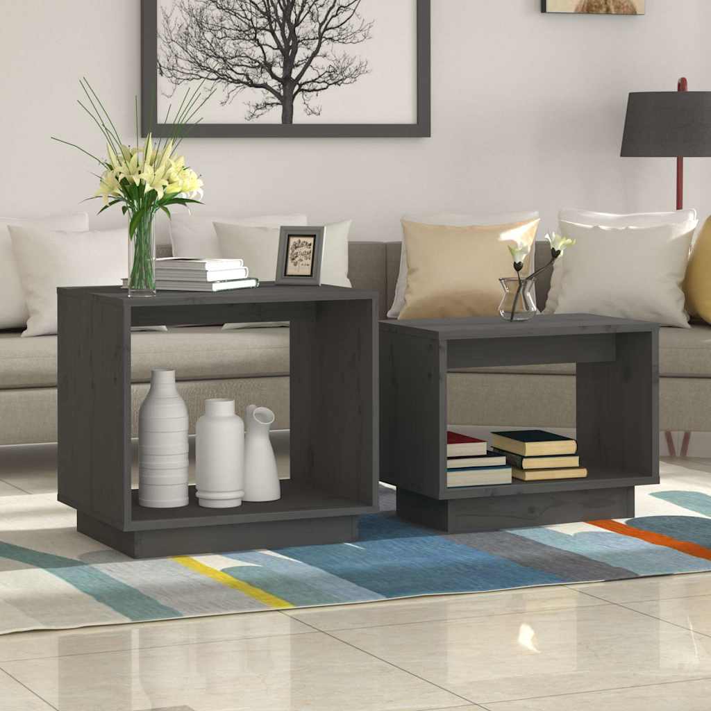 vidaXL Coffee Table | Grey | Solid pinewood | Small | Stackable | Coffee Table 1
