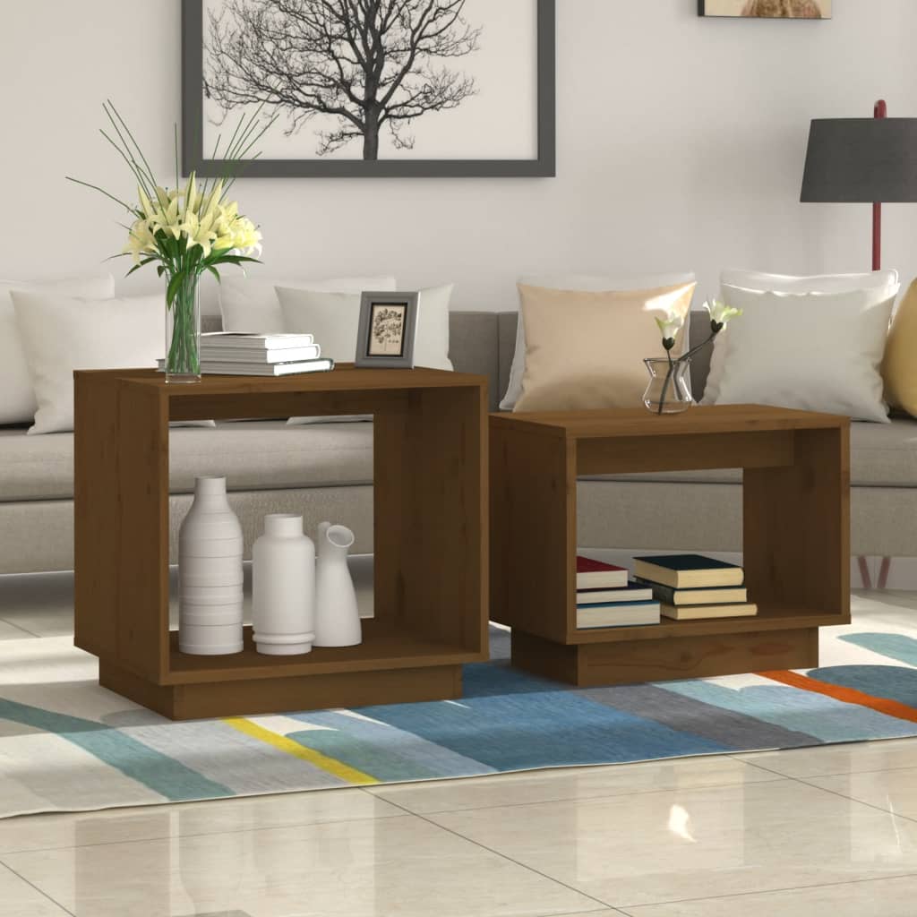 vidaXL Coffee Table | Honey brown | Solid pinewood | Small to Medium | Stackable 1