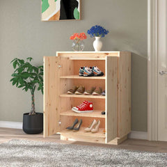 vidaXL Shoe Cabinet 60x35x80 cm Solid Wood Pine 3