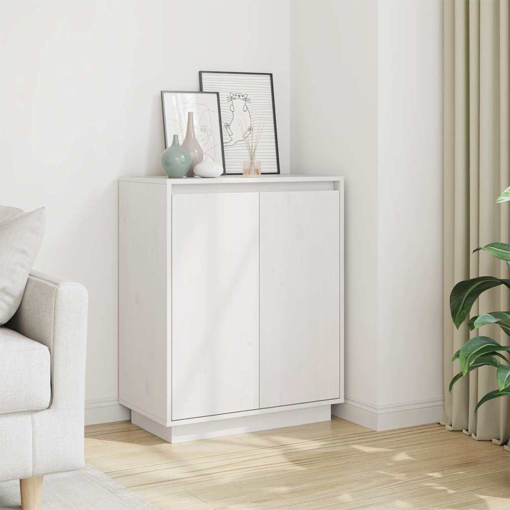 vidaXL Sideboard White 60x34x75 cm Solid Wood Pine 1