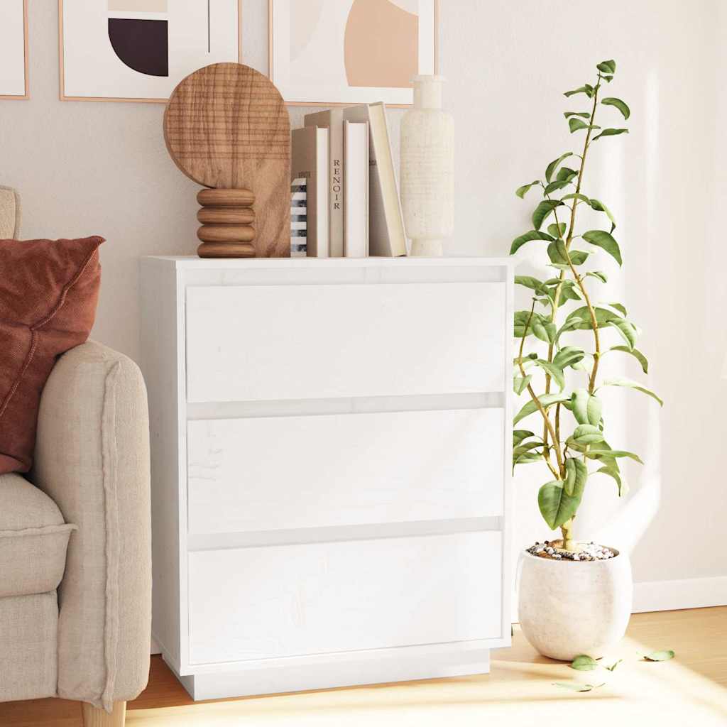 vidaXL Sideboard White 60x34x75 cm Solid Wood Pine 1