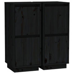 vidaXL Sideboards 2 pcs Black 31.5x34x75 cm Solid Wood Pine 2