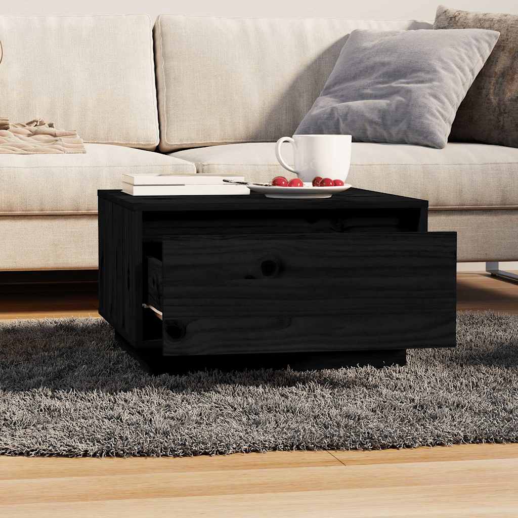 vidaXL Coffee Table | Black | Solid Pine Wood | Medium | Coffee Table 3