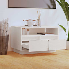 vidaXL TV Cabinet | White | Solid Pine Wood | 60 cm x 35 cm x 37 cm | TV Cabinet 3