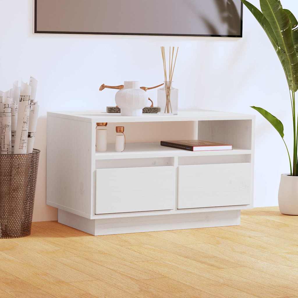 TV Cabinet Solid Wood Pine in White