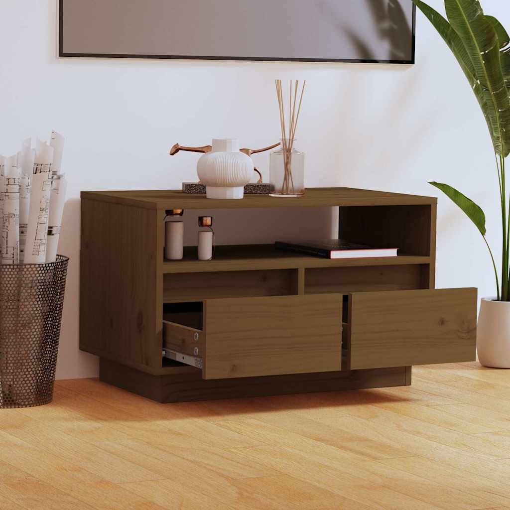 vidaXL TV Cabinet Honey Brown 60x35x37 cm Solid Wood Pine 3