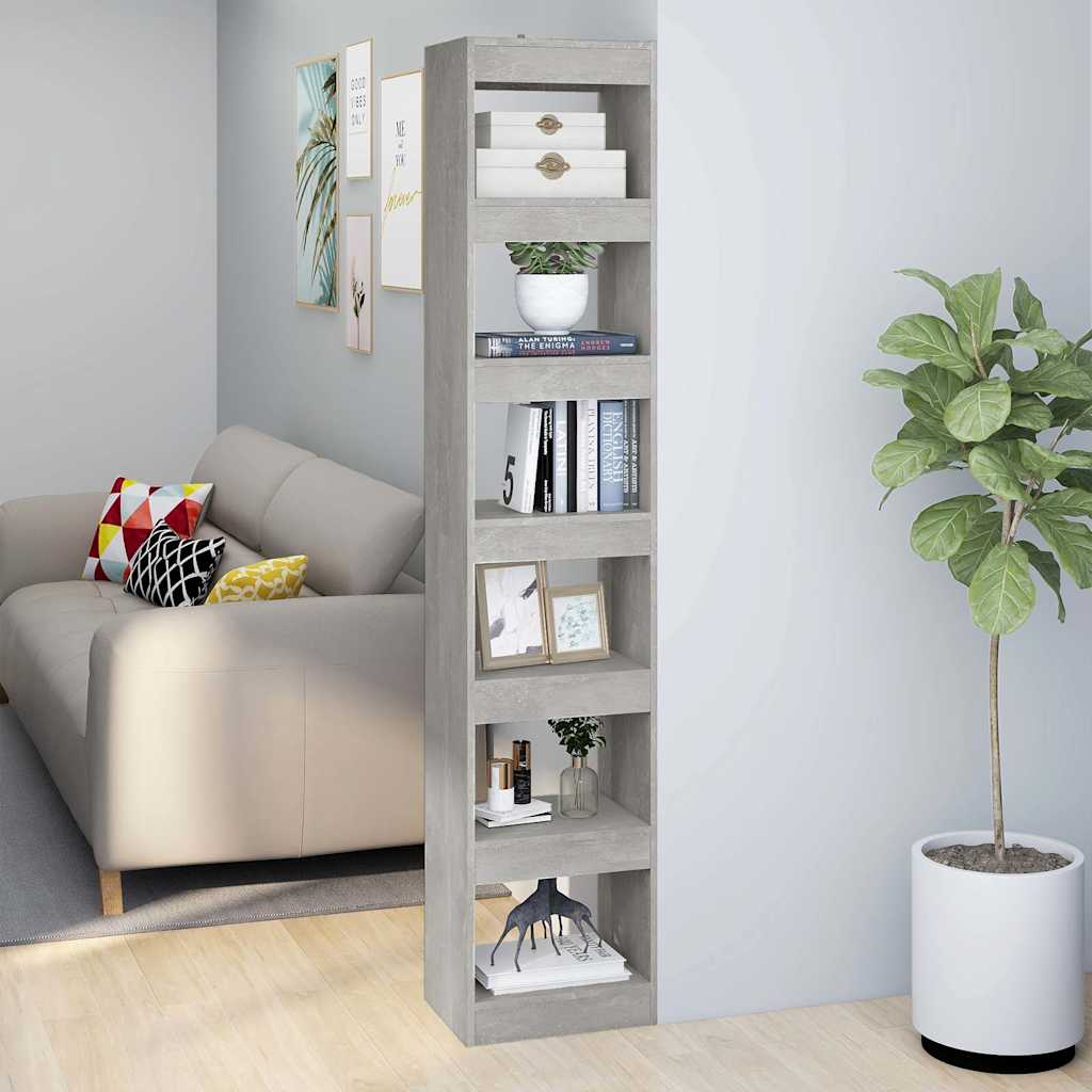vidaXL Book Cabinet | Concrete Grey | Engineered wood | Tall and narrow 1