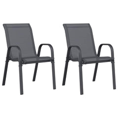 vidaXL Stackable Garden Chairs 2 pcs Grey Textilene Fabric 2