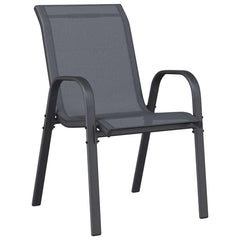 vidaXL Stackable Garden Chairs 2 pcs Grey Textilene Fabric 5