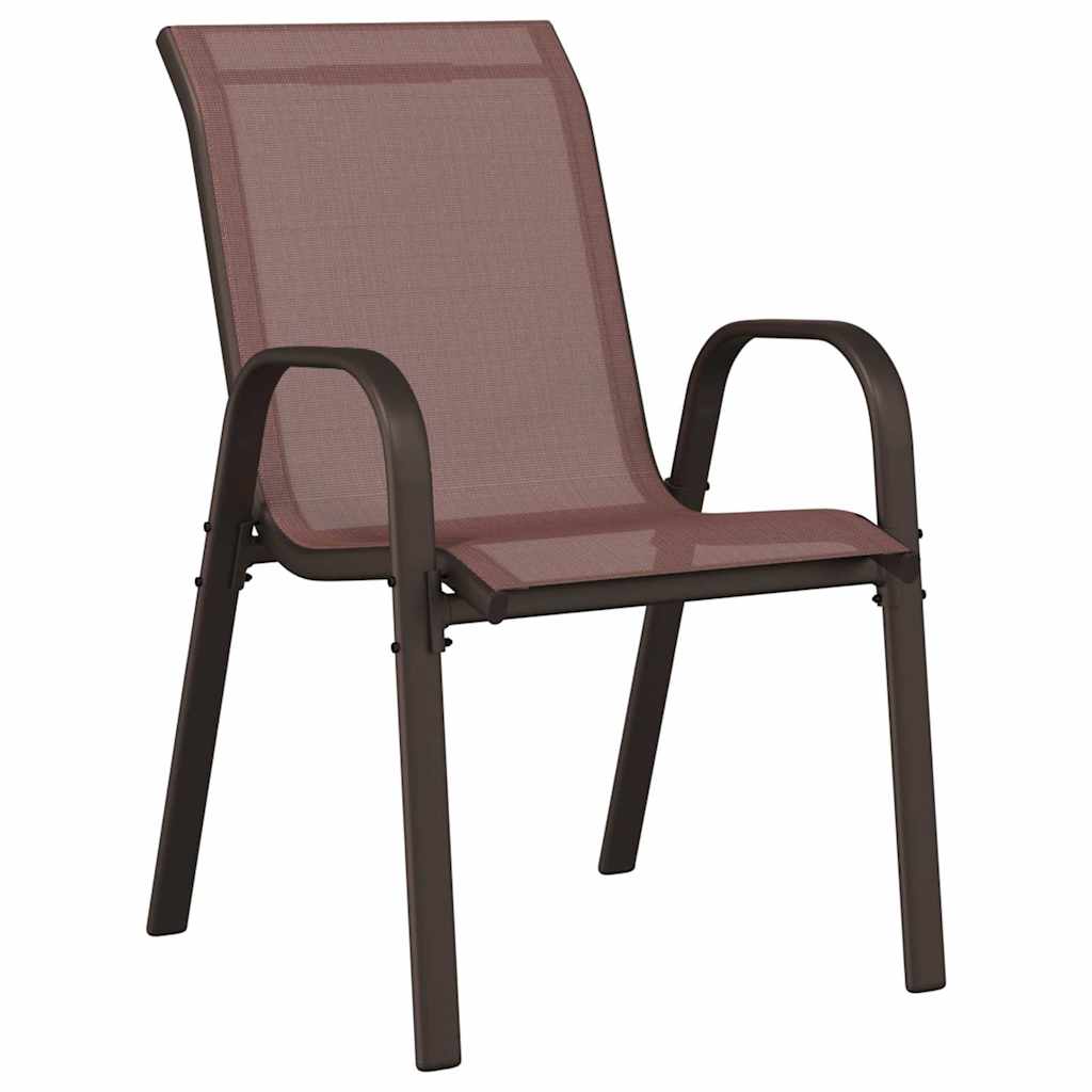 vidaXL Stackable Garden Chairs 2 pcs Brown Textilene Fabric 5