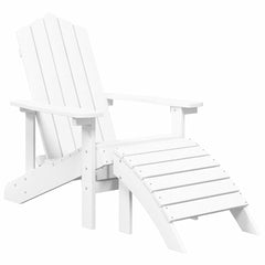 Garden Adirondack Chair with Footstool HDPE White armchair + footrest + table