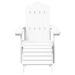 Garden Adirondack Chair with Footstool HDPE White armchair + footrest + table