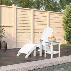 Garden Adirondack Chair with Footstool HDPE White armchair + footrest + table