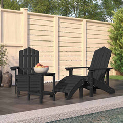 Garden Adirondack Chair with Footstool HDPE Anthracite 2x armchair + 2x footrest + table