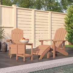 Garden Adirondack Chair with Footstool HDPE Brown 2x armchair + 2x footrest + table