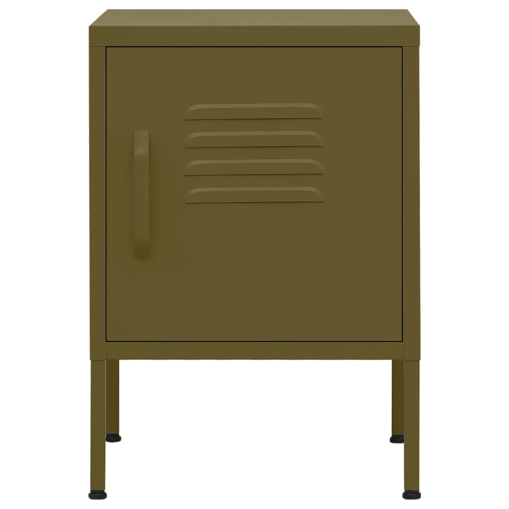 vidaXL Nightstands 2 pcs Olive Green 35x35x51 cm Steel 3