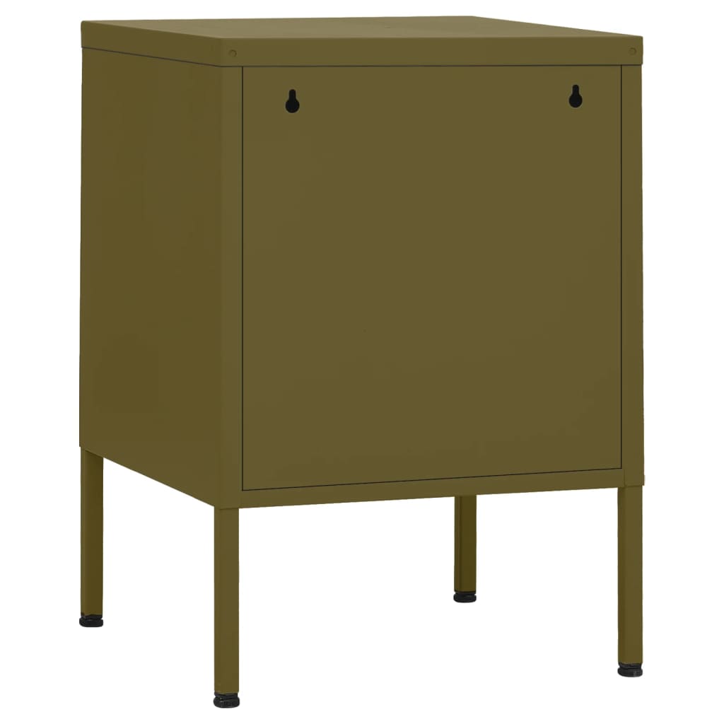 vidaXL Nightstands 2 pcs Olive Green 35x35x51 cm Steel 5