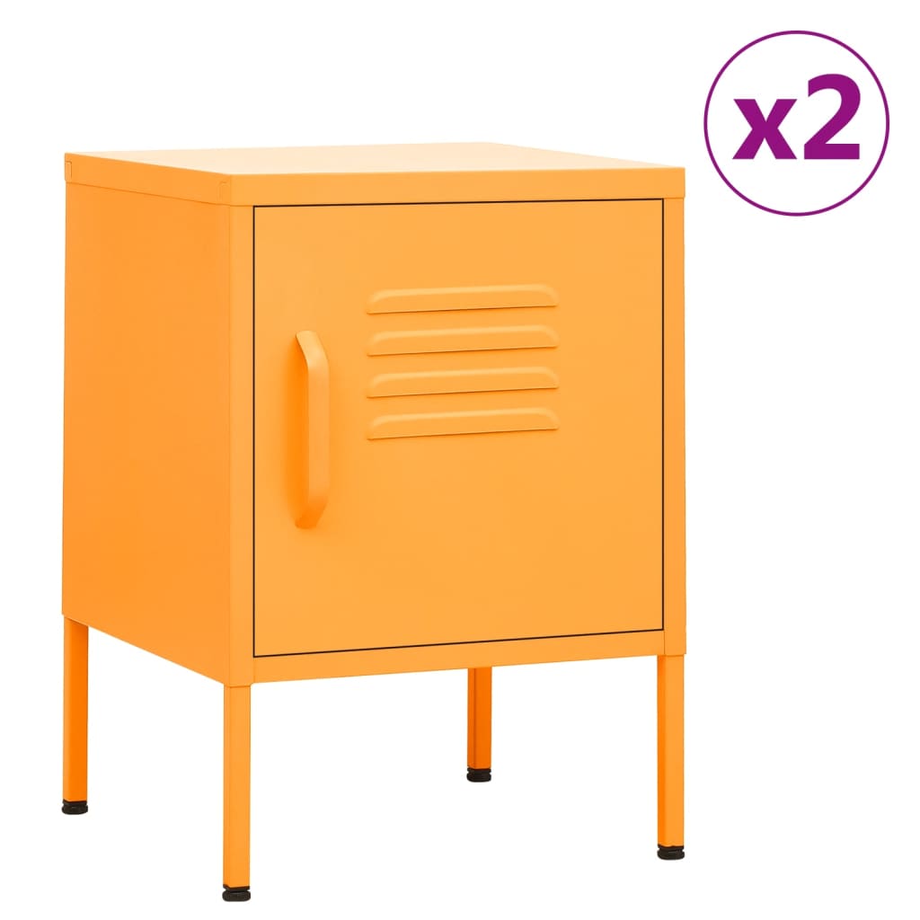 vidaXL Nightstands 2 pcs Mustard Yellow 35x35x51 cm Steel 1