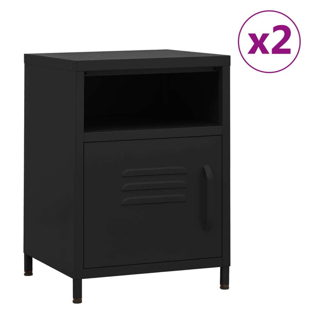 vidaXL Nightstands 2 pcs Black 35x35x51 cm Steel 1