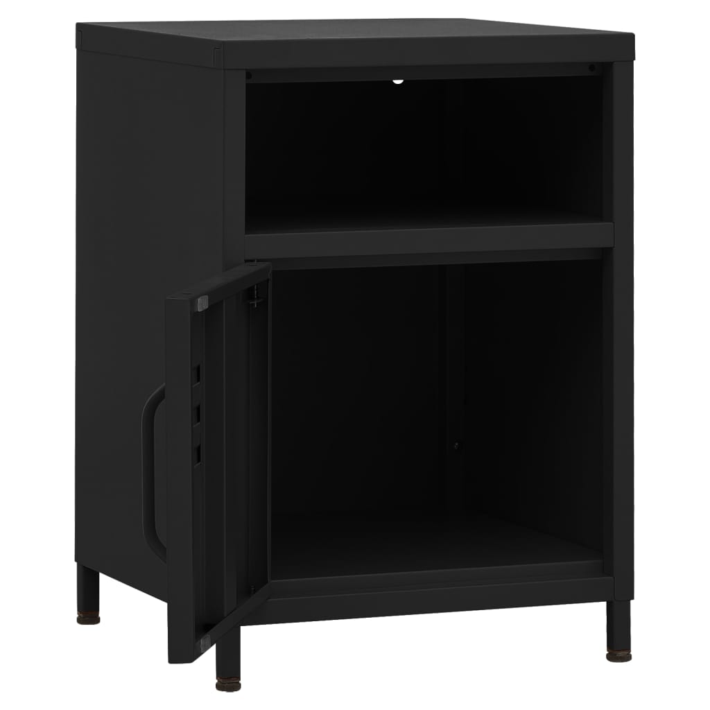 vidaXL Nightstands 2 pcs Black 35x35x51 cm Steel 6