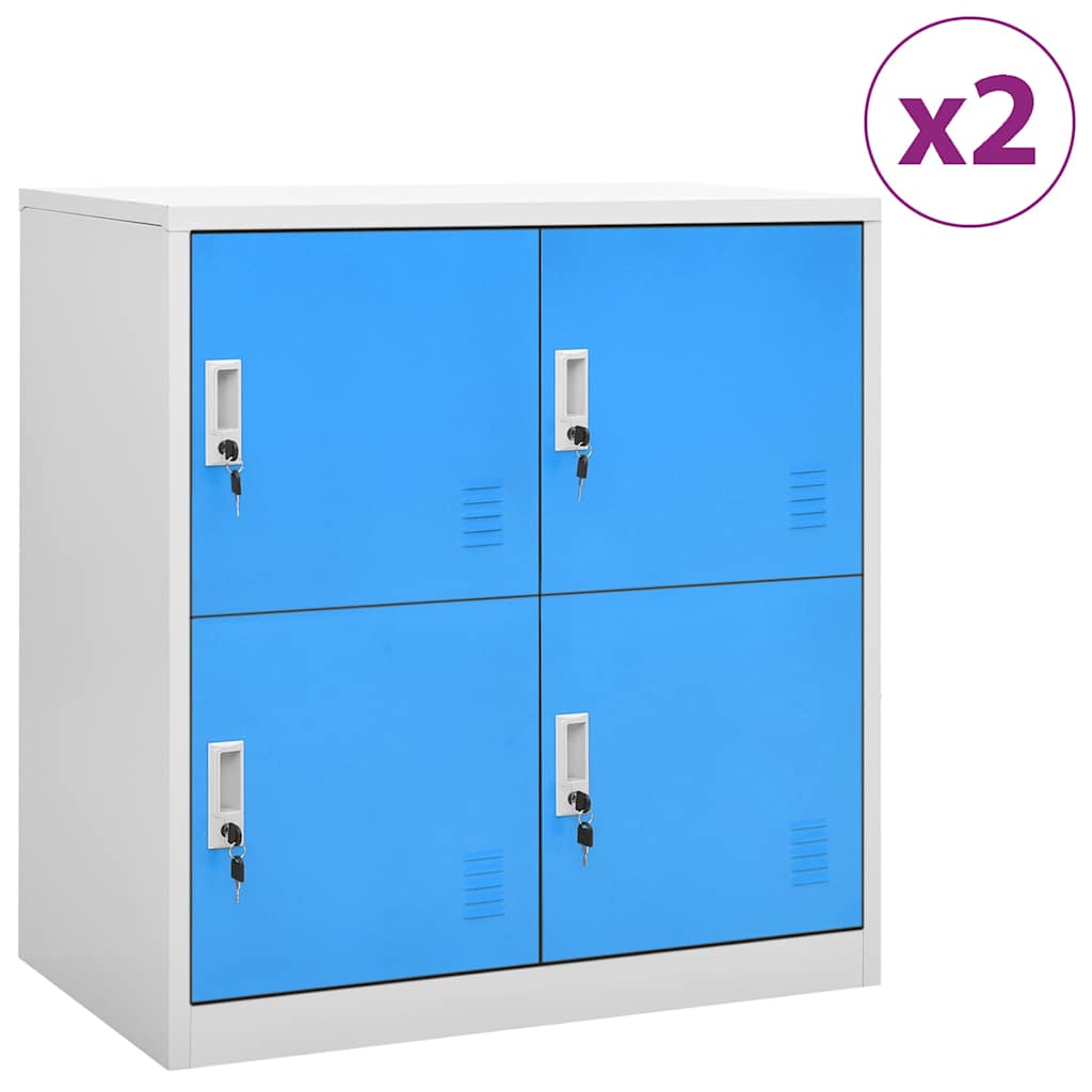 vidaXL Locker Cabinets 2 pcs Light Grey and Blue 90x45x92.5 cm Steel 1