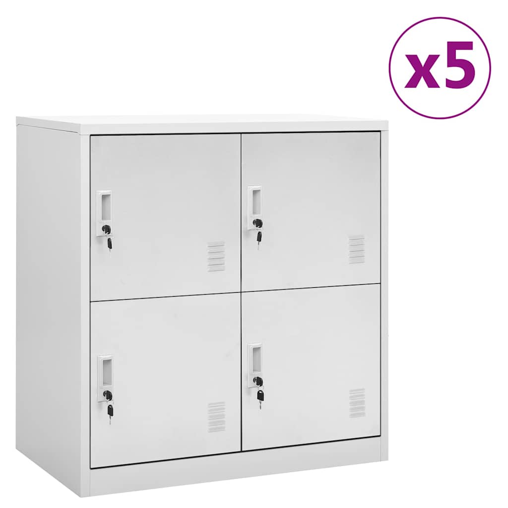 vidaXL Locker Cabinet | Set of 5 | Light Grey | Steel | Medium | Locker Cabinet 1