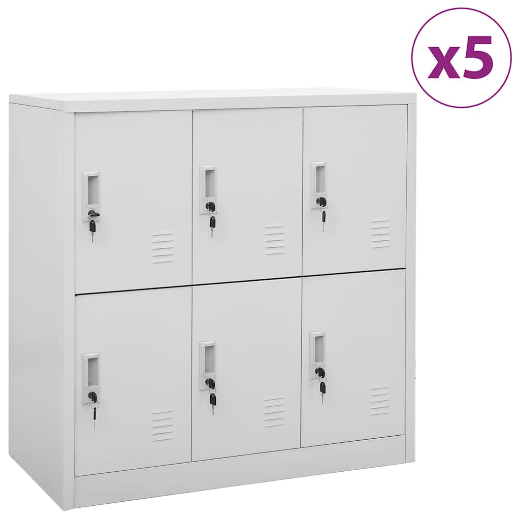 vidaXL Locker Cabinet | Set of 5 | Light grey | Steel | Medium | Locker Cabinet 1