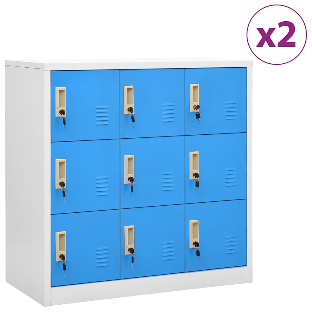 vidaXL Locker Cabinets 2 pcs Light Grey and Blue 90x45x92.5 cm Steel 1