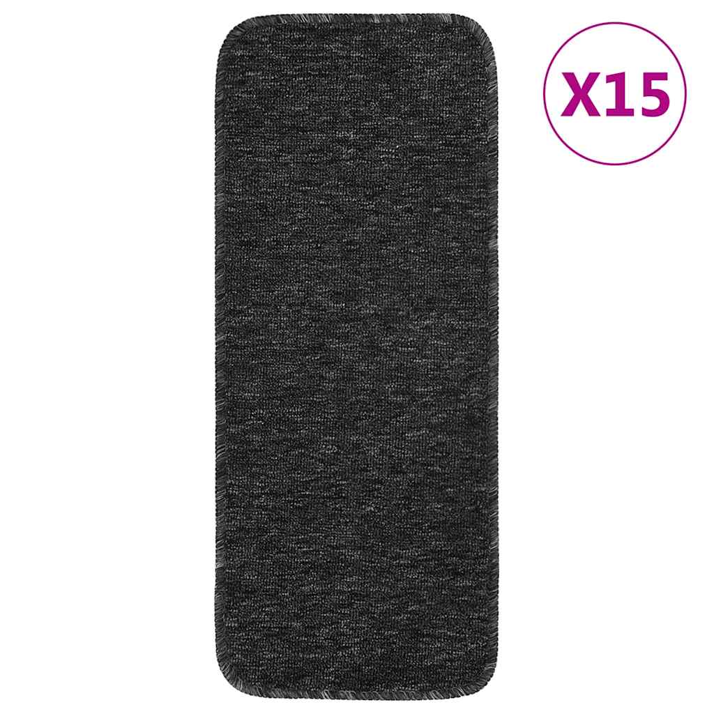 vidaXL Stair Mat | Set of 15 | Anthracite | Polypropylene | 25 x 60 cm 1
