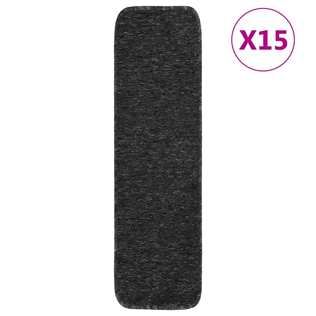vidaXL Stair Mat | Set of 15 | Anthracite | 100% Polypropylene | 75 x 20 cm 1