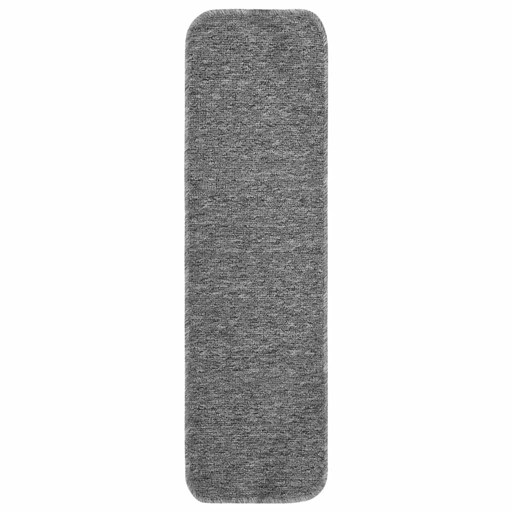 vidaXL Stair Mat | Set of 15 | Grey | 100% Polypropylene | 75 x 20 cm 2