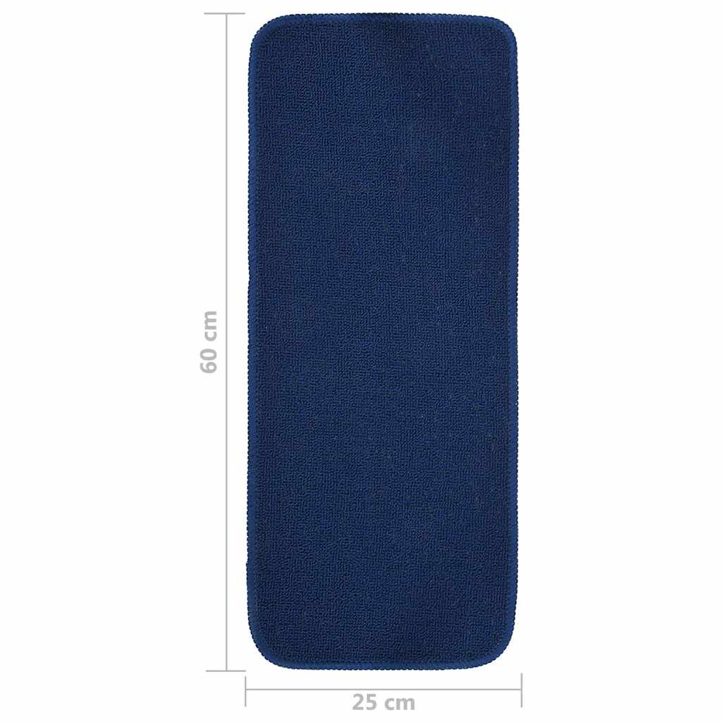 vidaXL Stair Mat | Set of 15 | Navy Blue | 100% Polypropylene | 25 x 60 cm 6