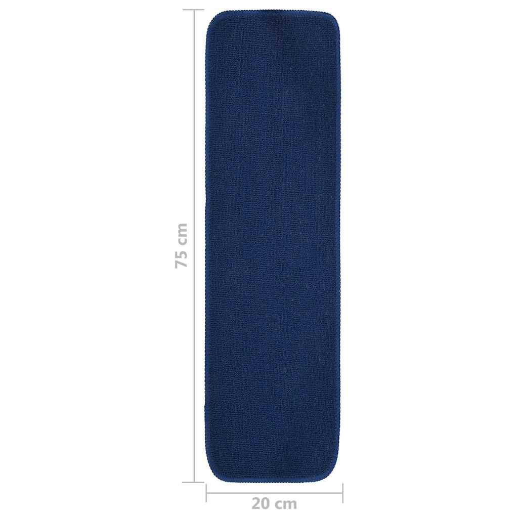 vidaXL Stair Mat | Set of 15 | Navy blue | 100% Polypropylene | 75 x 20 cm 6