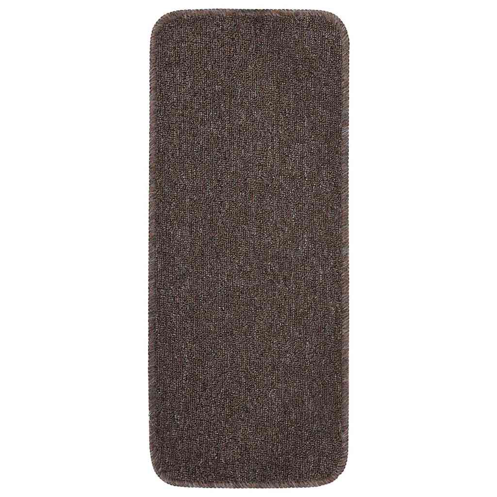 vidaXL Stair Mat | Set of 15 | Brown | 100% PP | 25 x 60 cm | Non-slip 2