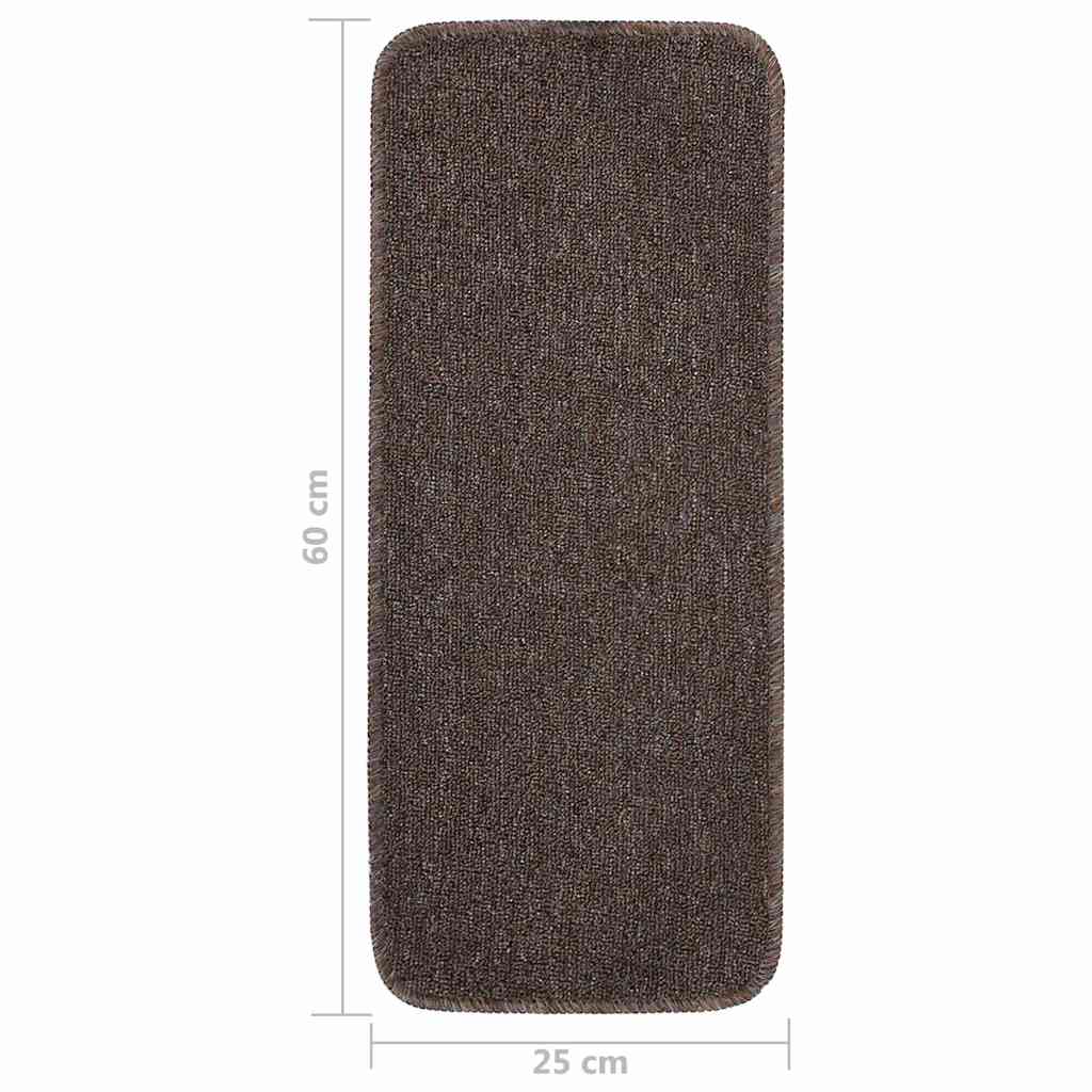 vidaXL Stair Mat | Set of 15 | Brown | 100% PP | 25 x 60 cm | Non-slip 6