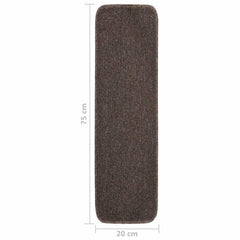 vidaXL Stair Mat | Set of 15 | Brown | 100% PP | 75 x 20 cm | Stair Mat 6