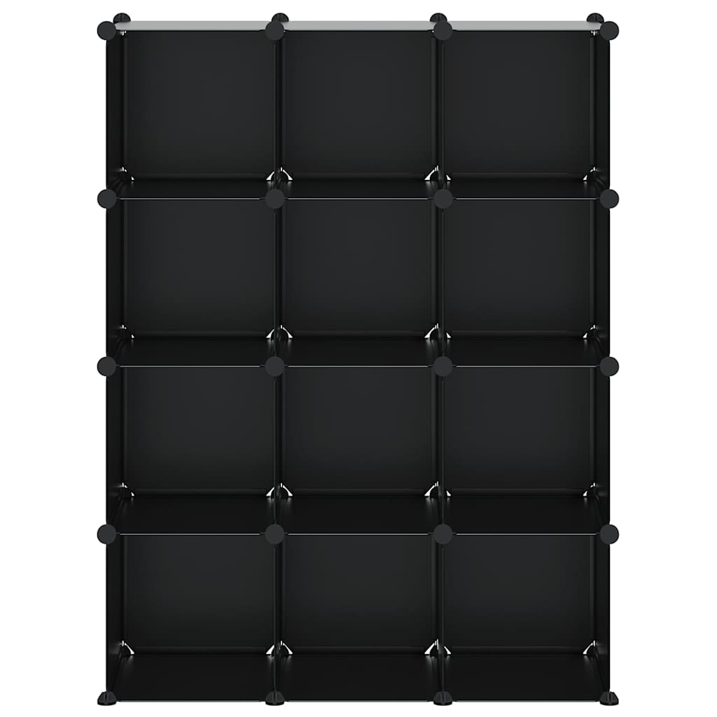 vidaXL Storage Cube Organiser with 12 Cubes Black PP 5
